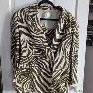 Dana Buchman Women's Zebra Blazer Jacket Size 6 ANIMAL PRINT SILK